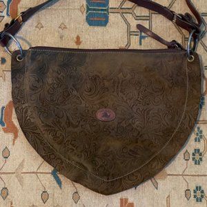 Vintage Sergios Collection Leather Bag Western Embossed Stitched Shoulder Purse
